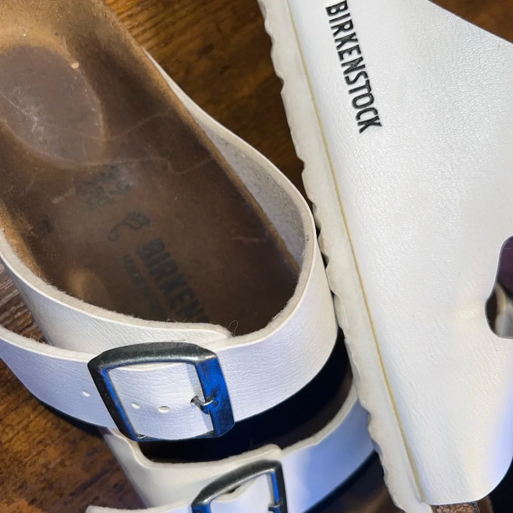 Birkenstock White Two Strap Sandals Size 39 made in Germany women’s size 8 - Picture 9 of 12